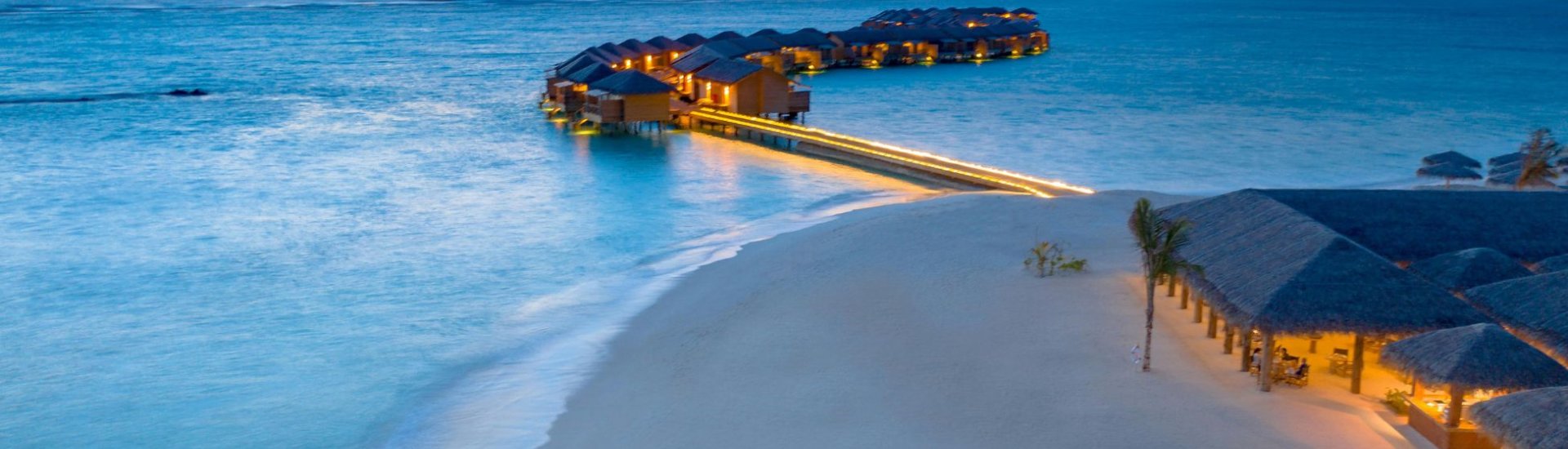 Maldives resort at dusk