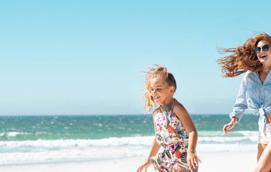 Family holiday in the Indian Ocean with children on a tropical beach
