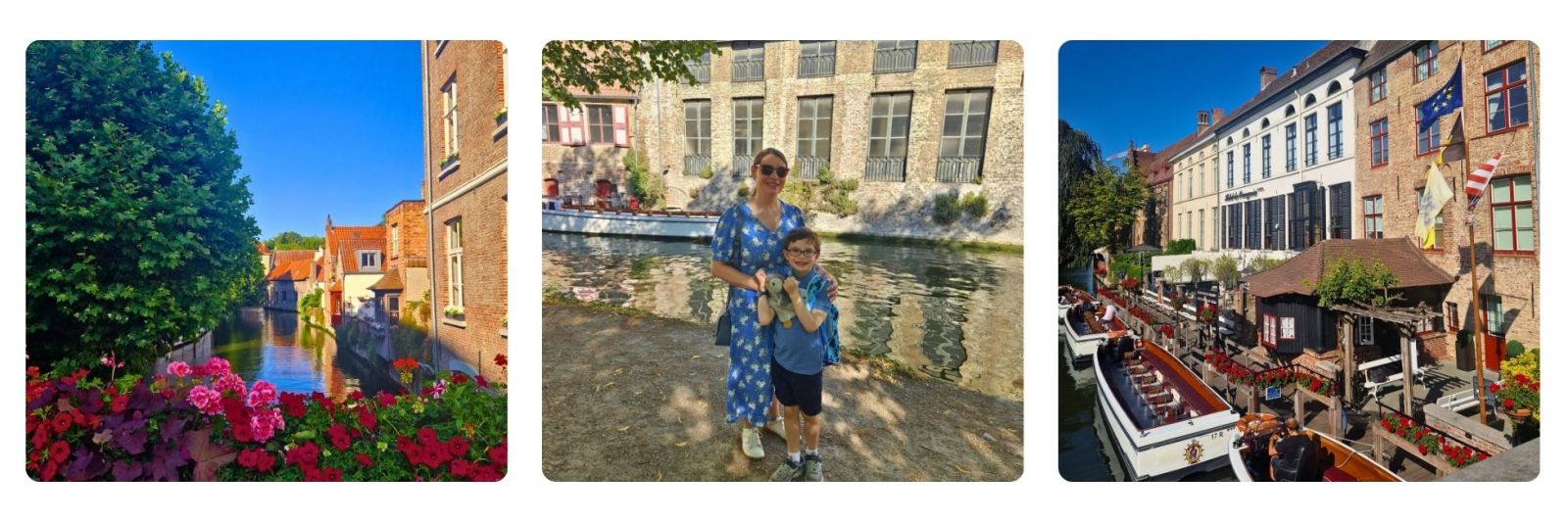 Photos of canals and boats in Bruges