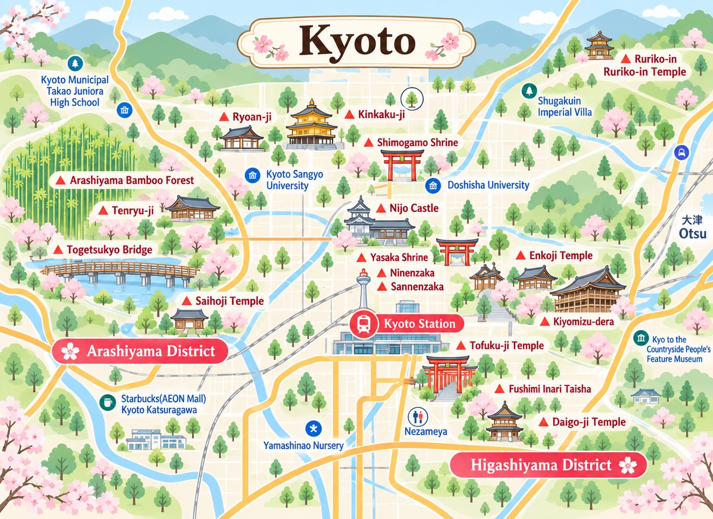 Map of Kyoto Attractions
