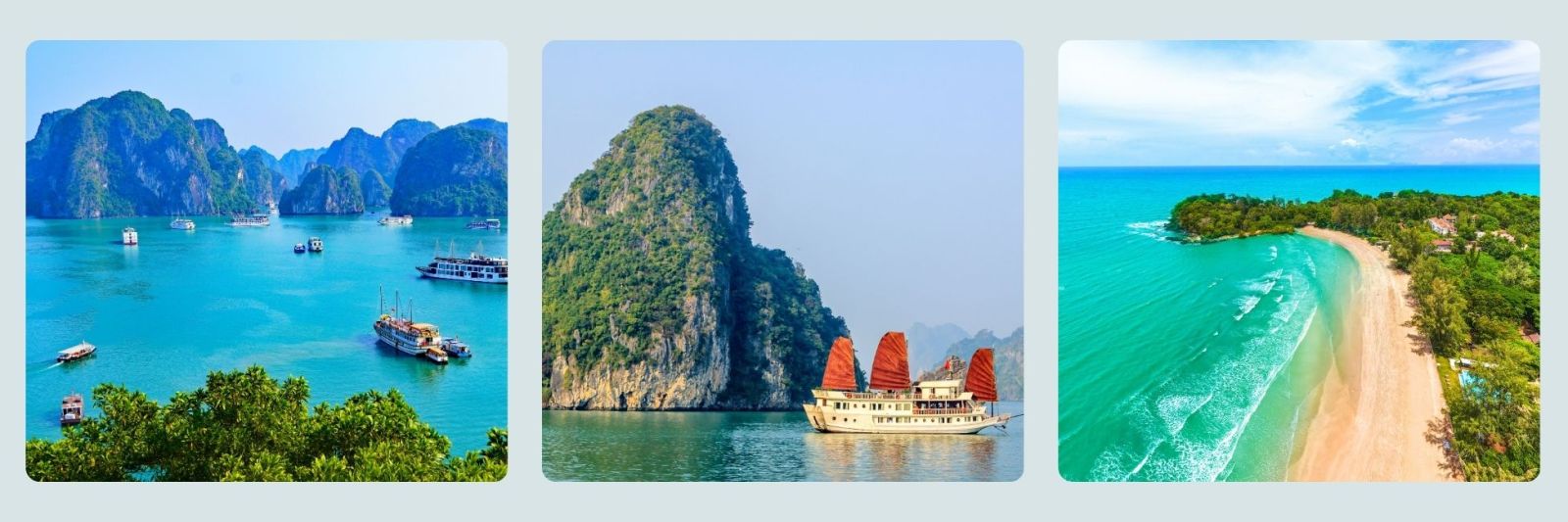 Photos of Halong Bay and boats in Halong Bay