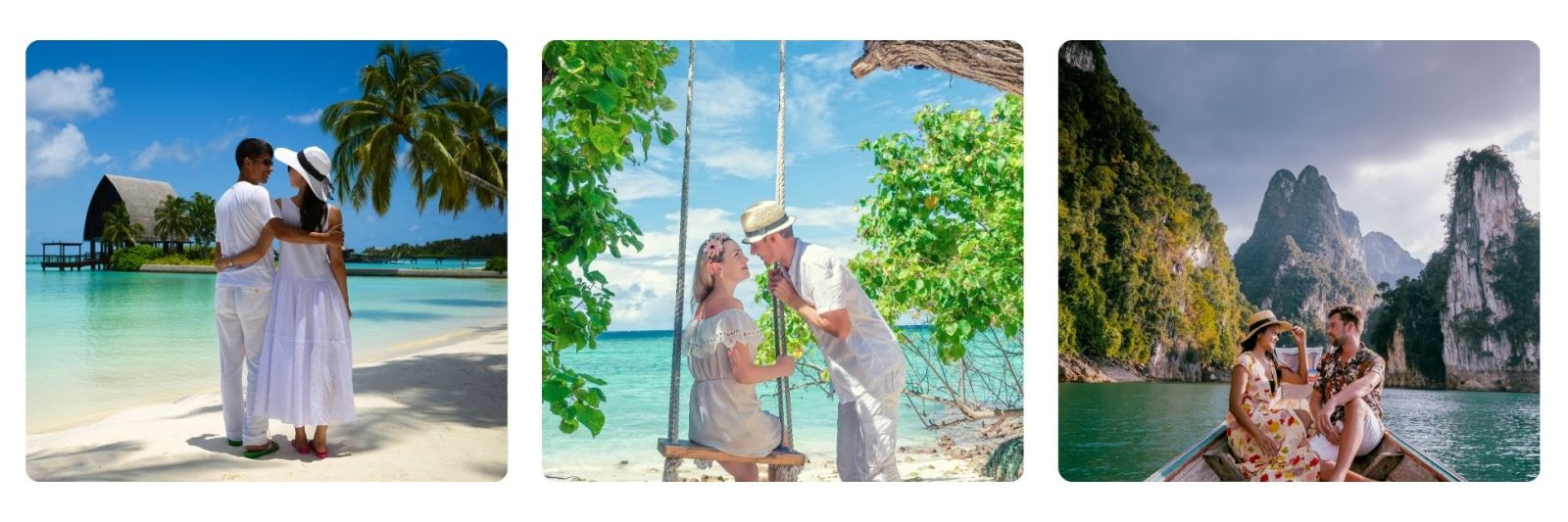 Photos of couples on their honeymoon