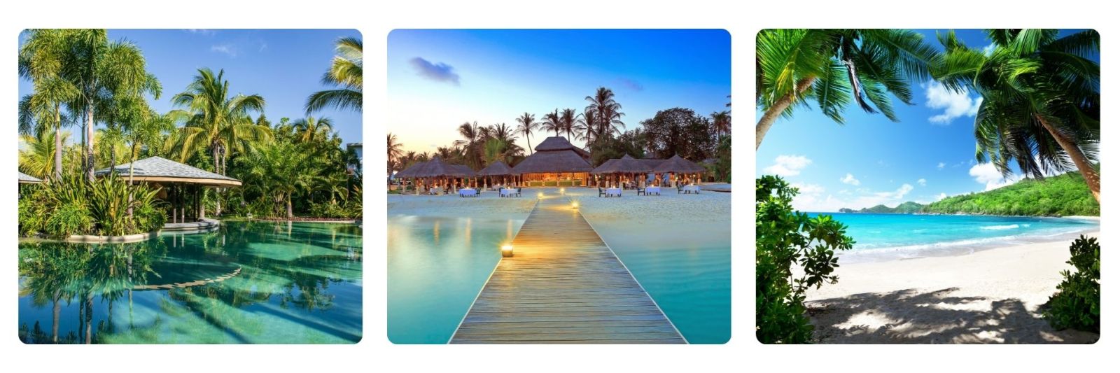 Photos of the Indian Ocean resorts, beach and overwater villa
