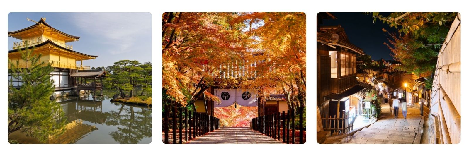 photo of golden temple in Kyoto, Ueno Park, Tokyo, atmospheric traditional street in Kyoto at night