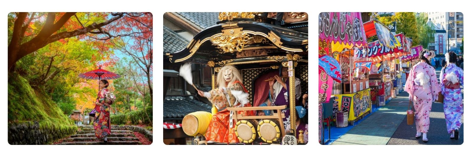 Photo of small girl dresses as Geisha, Japanese puppet show at a festival, the shopping street at Asakusa shrine. 