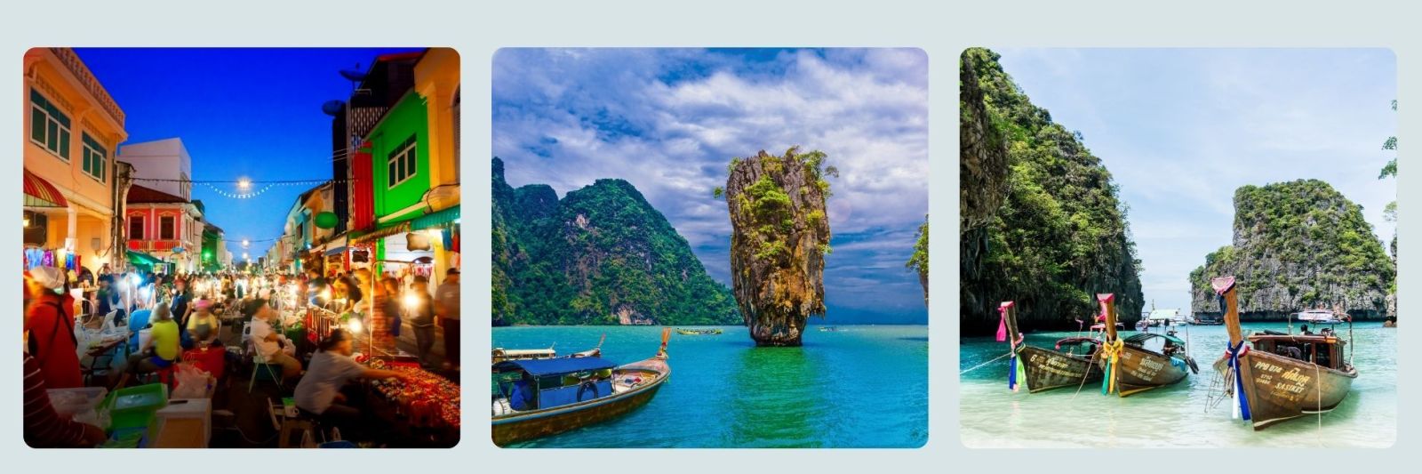 photos of Phuket at night, sea islands around Khao Lak, James bond island