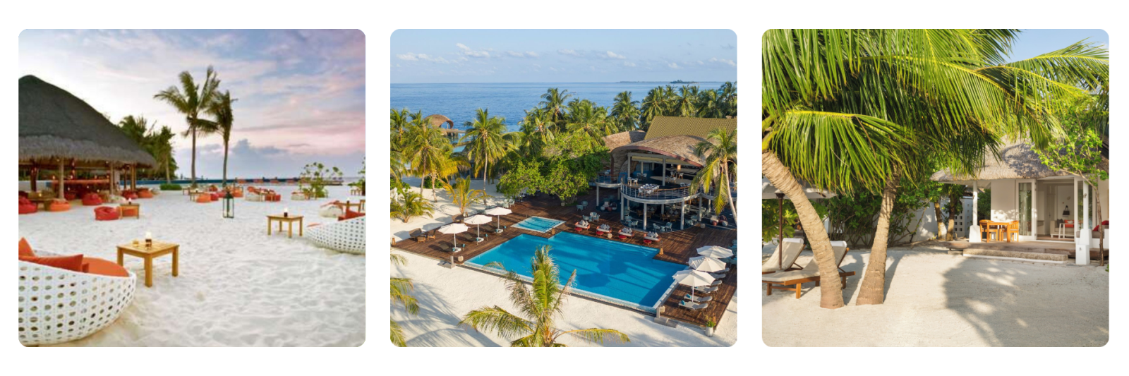 images of resort in the Maldvies, pool, beach bar and beach villa