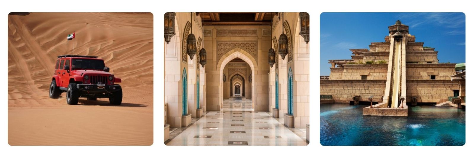Photo of 4x4 adventure in Dubai, Islamic architecture, waterslide at Atlantis, Dubai
