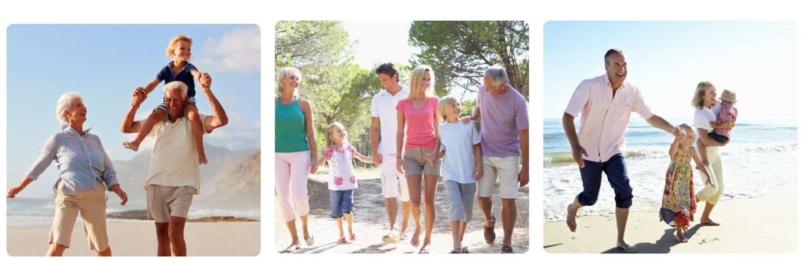 family holiday in the indian Ocean with grandparents, parents and young children playing on the beach